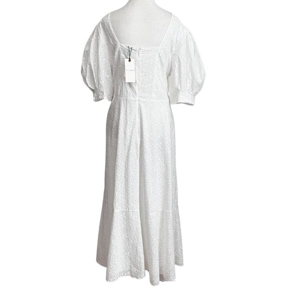 NWT TED BAKER JENAAY WHITE EYELET SHORT PUFF SLEEVE MAXI PEASANT DRESS - 5 (XL) - Picture 4 of 16